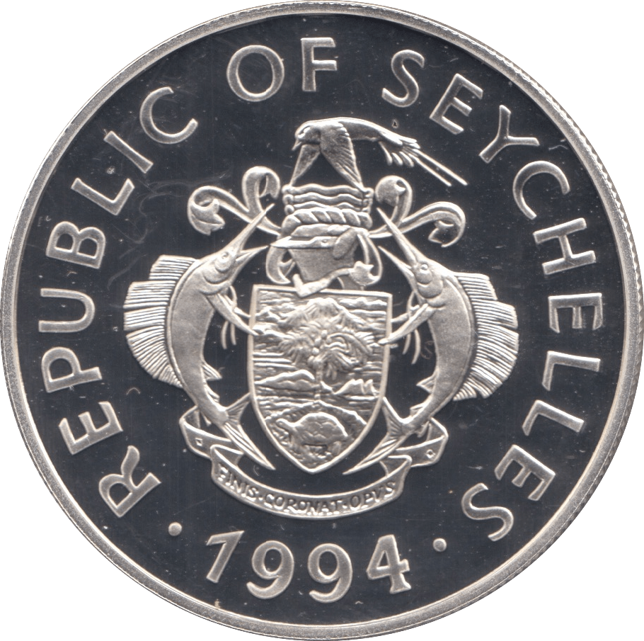 1994 SILVER PROOF TWENTY FIVE RUPEES SEYCHELLES - SILVER WORLD COINS - Cambridgeshire Coins