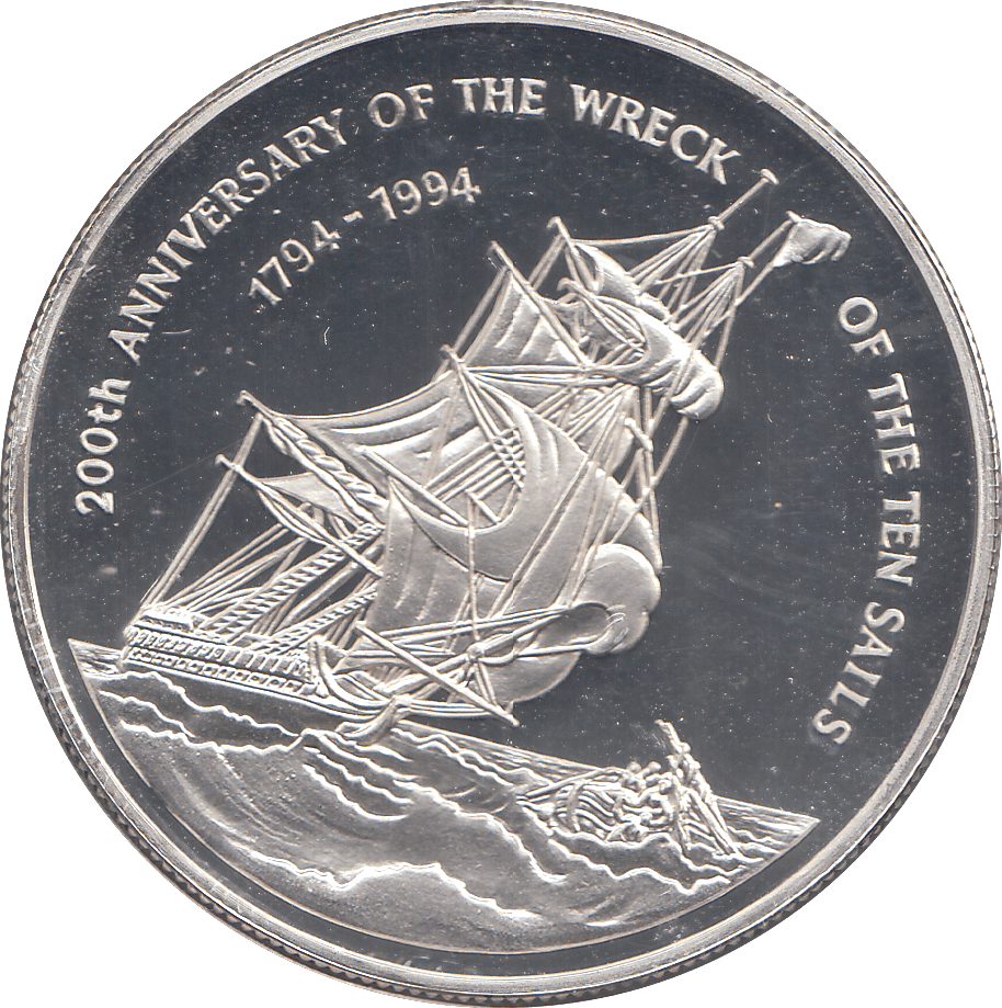 1994 SILVER PROOF TWO DOLLARS 200TH ANNIVERSARY OF THE TEN SNAILS WRECK CAYMAN ISLANDS - SILVER WORLD COINS - Cambridgeshire Coins