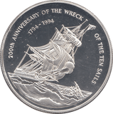 1994 SILVER PROOF TWO DOLLARS 200TH ANNIVERSARY OF THE TEN SNAILS WRECK CAYMAN ISLANDS - SILVER WORLD COINS - Cambridgeshire Coins