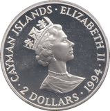 1994 SILVER PROOF TWO DOLLARS 200TH ANNIVERSARY OF THE TEN SNAILS WRECK CAYMAN ISLANDS - SILVER WORLD COINS - Cambridgeshire Coins