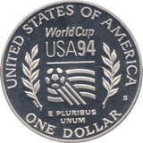 1994 SILVER PROOF WORLD CUP ONE DOLLAR USA - SILVER WORLD COINS - Cambridgeshire Coins