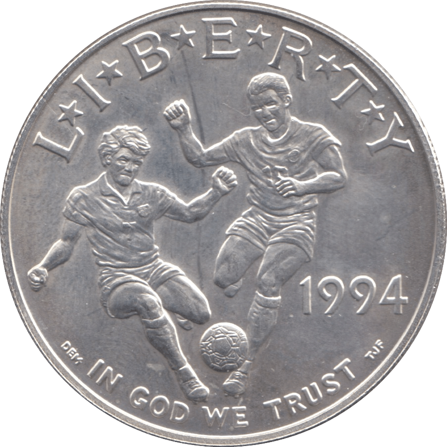 1994 SILVER WORLD CUP ONE DOLLAR USA - SILVER WORLD COINS - Cambridgeshire Coins