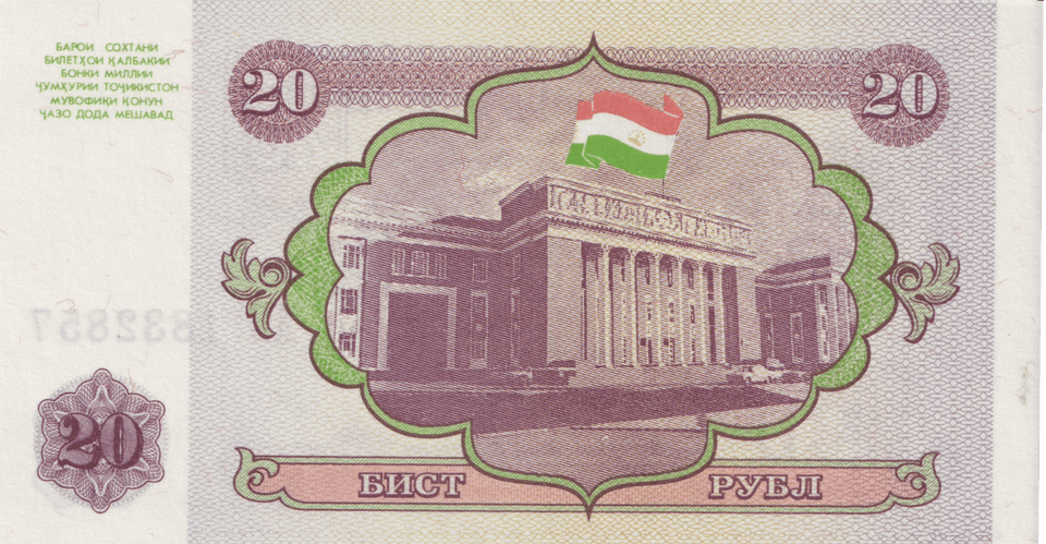 1994 TAJIKISTAN 20 RUBLES BANKNOTE REF-1733 - WORLD BANKNOTES - Cambridgeshire Coins