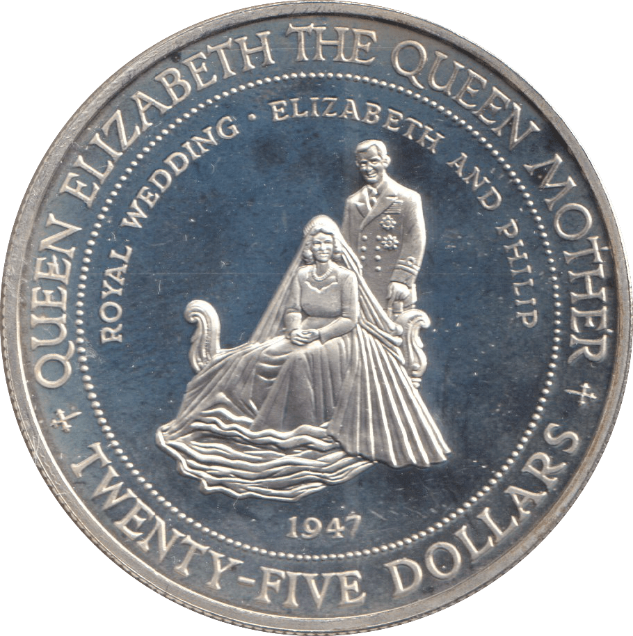 1994 TWENTY FIVE DOLLARS JAMAICA ELIZABETH AND PHILIP ROYAL WEDDING - SILVER WORLD COINS - Cambridgeshire Coins
