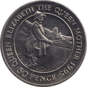 1995 50 PENCE ASCENSION ISLANDS - QUEEN ELIZABETH MOTHER - WORLD COINS - Cambridgeshire Coins