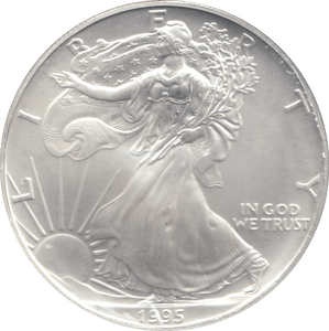1995 AMERICAN EAGLE SILVER DOLLAR 1 OZ FINE SILVER USA - SILVER WORLD COINS - Cambridgeshire Coins