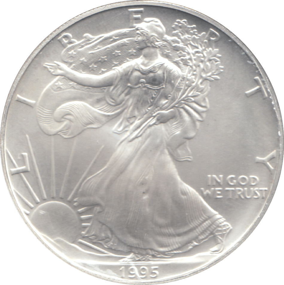1995 AMERICAN EAGLE SILVER DOLLAR 1 OZ FINE SILVER USA - SILVER WORLD COINS - Cambridgeshire Coins