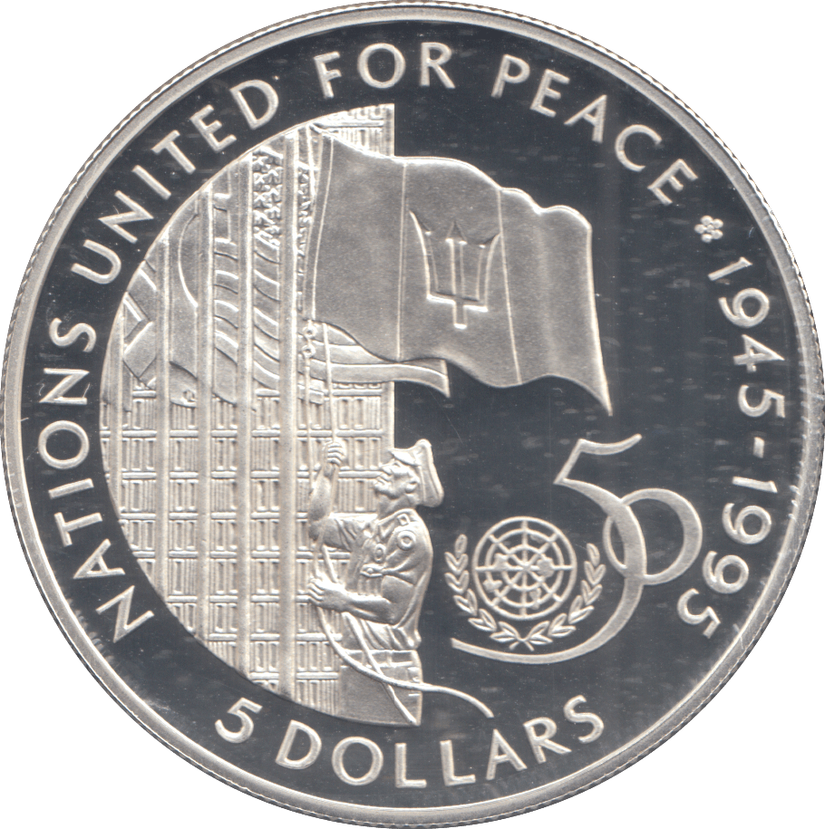 1995 BARBADOS 5 DOLLARS - Silver Proof - Cambridgeshire Coins