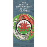 1995 BRILLIANT UNCIRCULATED £1 COIN PRESENTATION PACK WALES 1995 - £1 BU PACK - Cambridgeshire Coins
