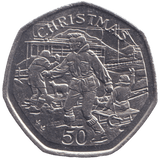 1995 CHRISTMAS 50P SLEDGE ISLE OF MAN ( UNC ) AA - 50P REGIONAL ISSUES - Cambridgeshire Coins