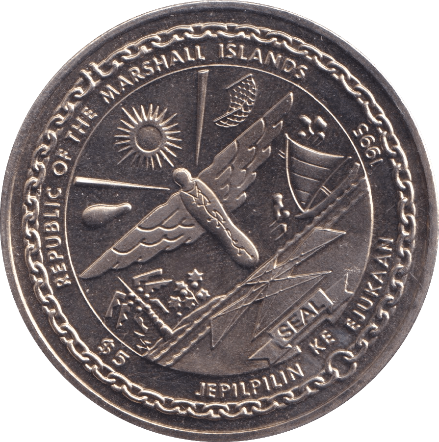 1995 FIVE DOLLARS REPUBLIC OF THE MARSHALL ISLANDS - WORLD COINS - Cambridgeshire Coins