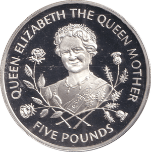 1995 FIVE POUNDS BAILIWICK OF GUERNSEY QUEEN ELIZABETH MOTHER 2 - SILVER WORLD COINS - Cambridgeshire Coins