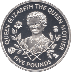 1995 FIVE POUNDS BAILIWICK OF GUERNSEY QUEEN ELIZABETH MOTHER - SILVER WORLD COINS - Cambridgeshire Coins