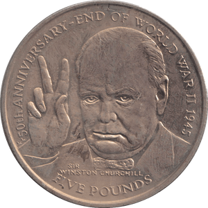 1995 FIVE POUNDS ISLE OF MAN 50TH ANNIVERSARY - END OF WWII - WORLD COINS - Cambridgeshire Coins