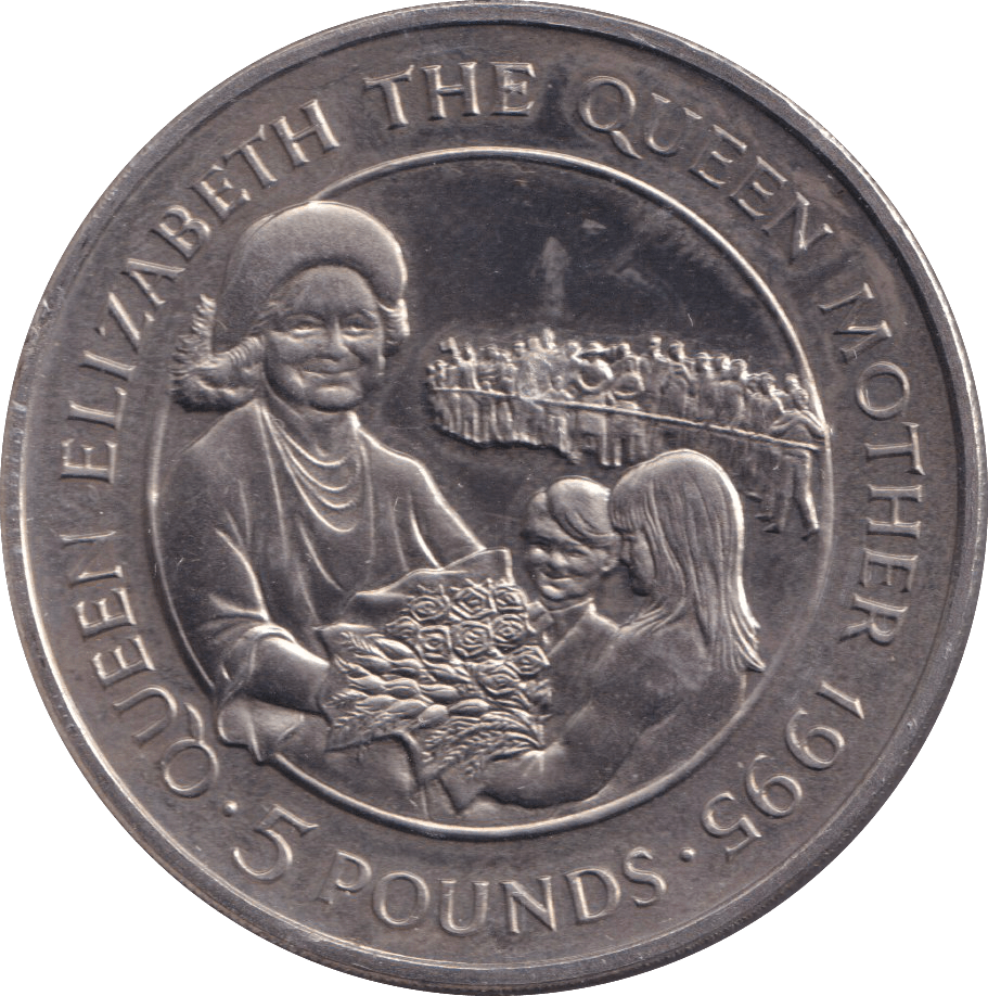 1995 FIVE POUNDS QUEEN ELIZABETH THE QUEEN MOTHER ALDERNEY - WORLD COINS - Cambridgeshire Coins