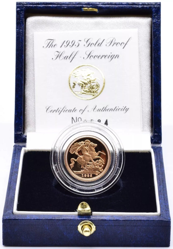 1995 GOLD PROOF HALF SOVEREIGN BOXED - GOLD PROOF HALF SOVEREIGNS - Cambridgeshire Coins
