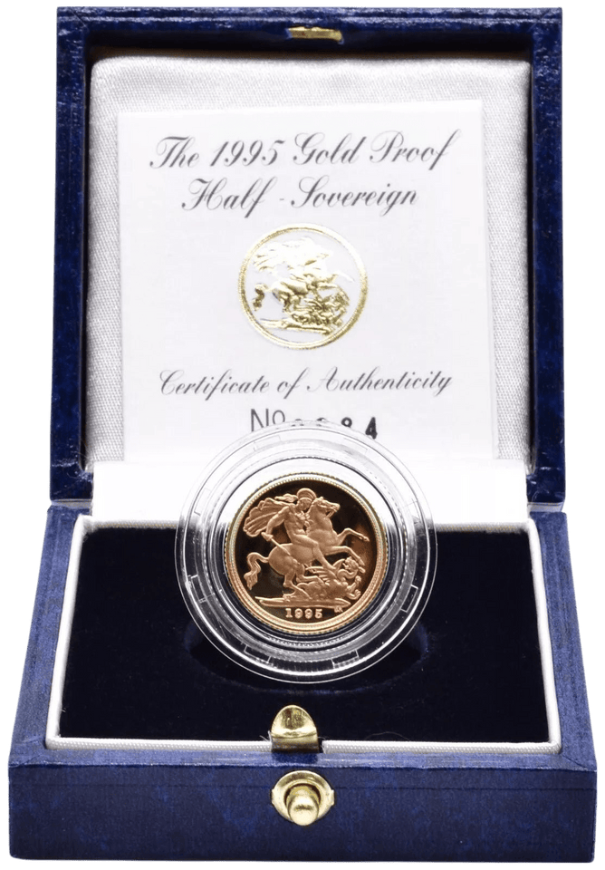 1995 GOLD PROOF HALF SOVEREIGN BOXED - GOLD PROOF HALF SOVEREIGNS - Cambridgeshire Coins