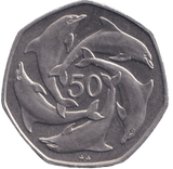 1995 LARGE DOLPHIN 50P GIBRALTAR - 50P REGIONAL ISSUE - Cambridgeshire Coins