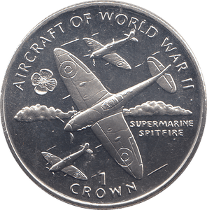 1995 ONE CROWN AIRCRAFT OF WORLD WAR II SUPERMARINE SPITFIRE - WORLD COINS - Cambridgeshire Coins