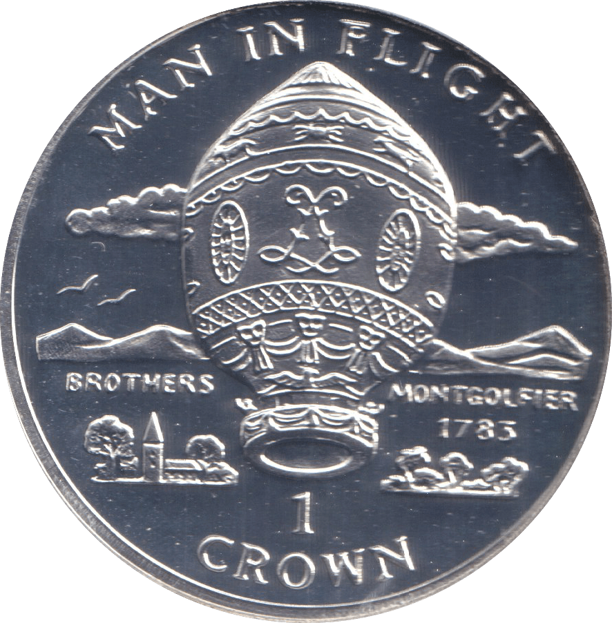 1995 ONE CROWN BROTHERS MONTGOLFIER ISLE OF MAN - WORLD COINS - Cambridgeshire Coins