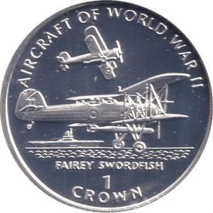 1995 ONE CROWN FAIREY SWORDFISH ISLE OF MAN - WORLD COINS - Cambridgeshire Coins