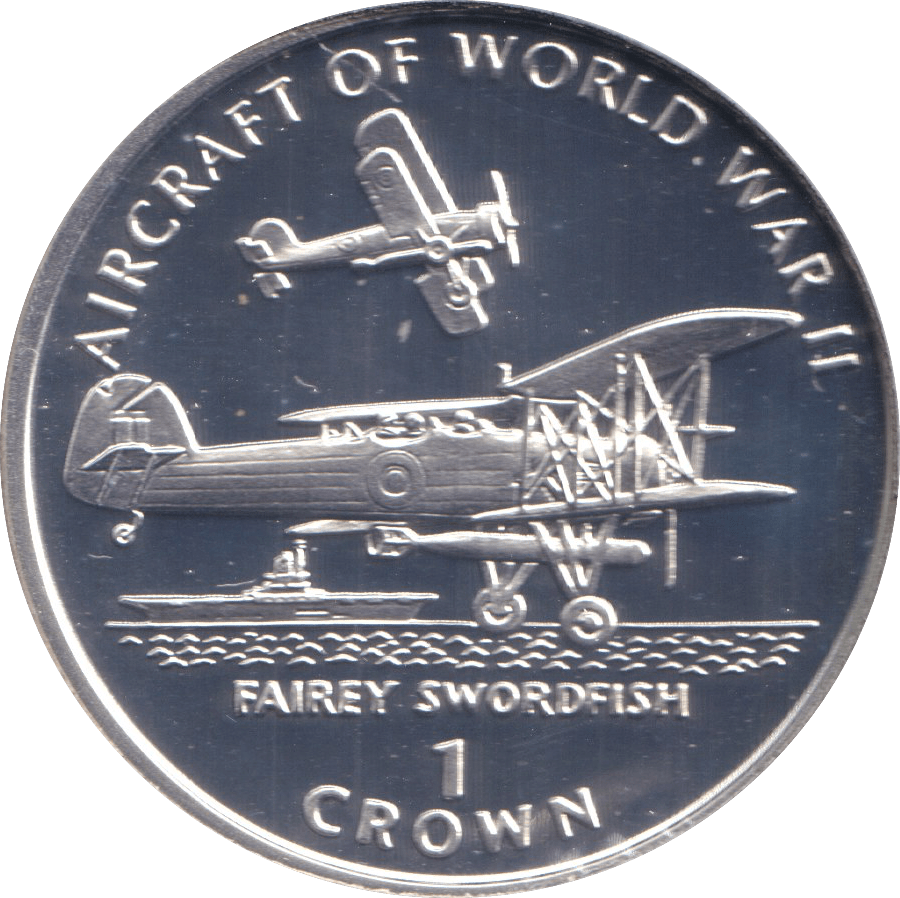 1995 ONE CROWN FAIREY SWORDFISH ISLE OF MAN - WORLD COINS - Cambridgeshire Coins