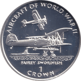 1995 ONE CROWN FAIREY SWORDFISH ISLE OF MAN - WORLD COINS - Cambridgeshire Coins