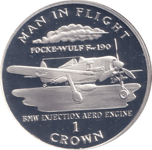 1995 ONE CROWN FOCKE - WULF FW190 ISLE OF MAN - WORLD COINS - Cambridgeshire Coins