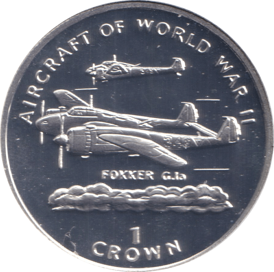 1995 ONE CROWN FOKKER G.1A ISLE OF MAN - WORLD COINS - Cambridgeshire Coins