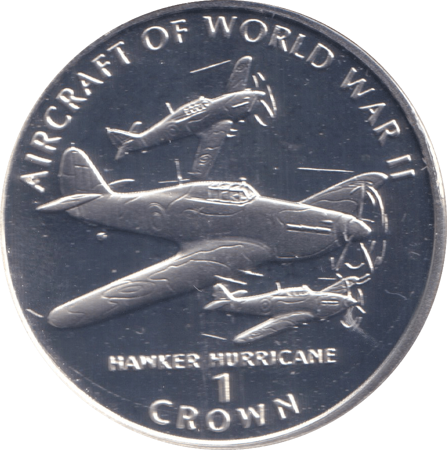 1995 ONE CROWN HAWKER HURRICANE ISLE OF MAN - WORLD COINS - Cambridgeshire Coins