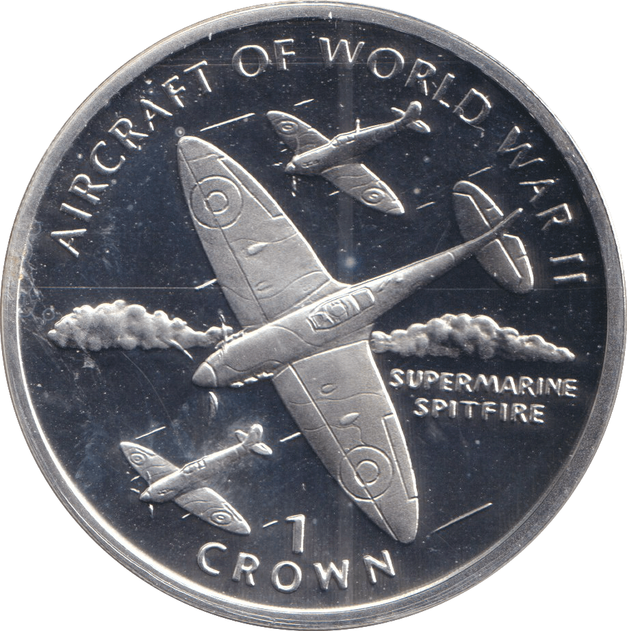 1995 ONE CROWN ISLE OF MAN AIRCRAFT OF WWII - SILVER WORLD COINS - Cambridgeshire Coins