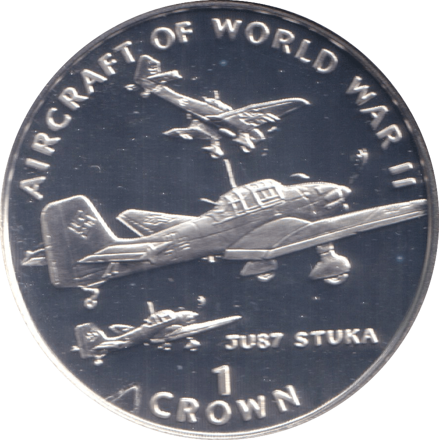 1995 ONE CROWN JU87 STUKA ISLE OF MAN - WORLD COINS - Cambridgeshire Coins