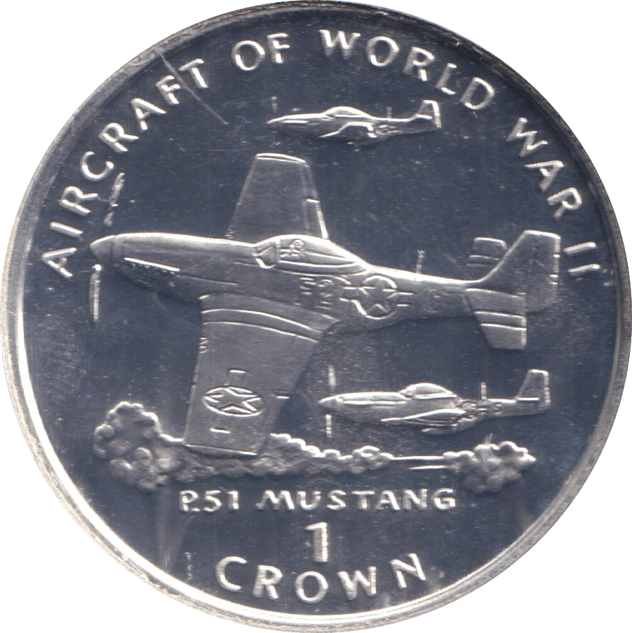 1995 ONE CROWN P.51 MUSTANG ISLE OF MAN - WORLD COINS - Cambridgeshire Coins
