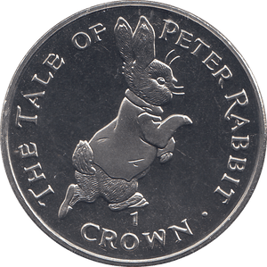 1995 ONE CROWN THE TALE OF PETER RABBIT ( BU ) - WORLD COINS - Cambridgeshire Coins