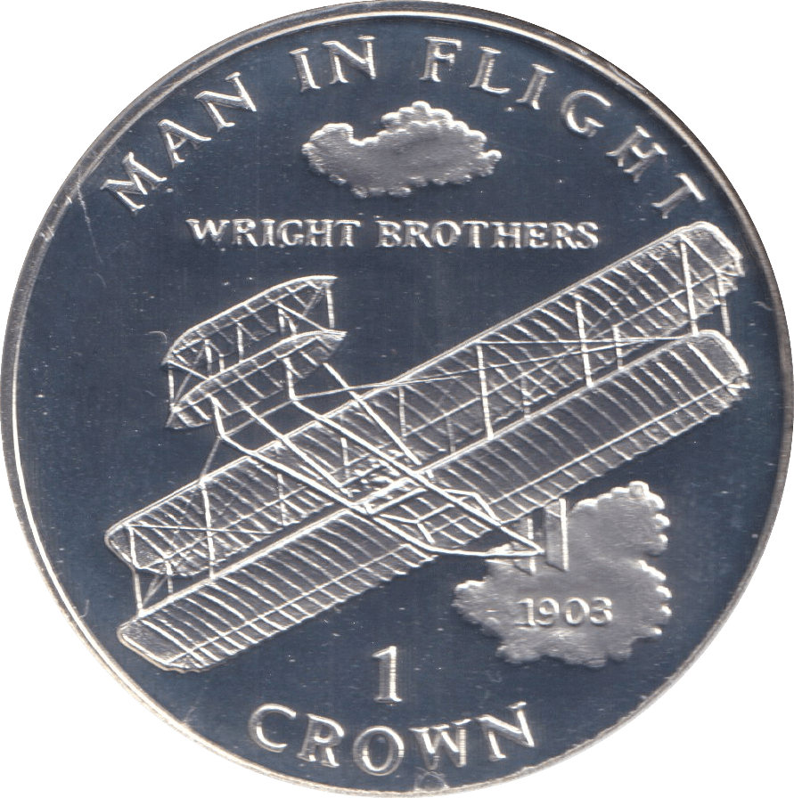 1995 ONE CROWN WRIGHT BROTHERS ISLE OF MAN - WORLD COINS - Cambridgeshire Coins