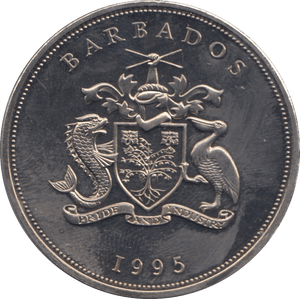 1995 ONE DOLLAR BARBADOS F423 - SILVER WORLD COINS - Cambridgeshire Coins