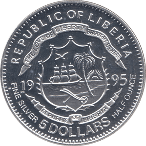 1995 SILVER PROOF 1886 BENZ FIVE DOLLARS COIN .925 LIBERIA - SILVER WORLD COINS - Cambridgeshire Coins