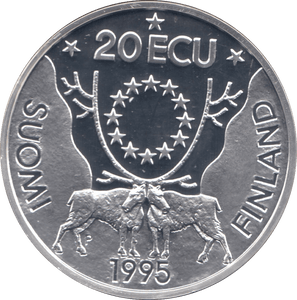 1995 SILVER PROOF 20 ECU FINLAND - SILVER WORLD COINS - Cambridgeshire Coins