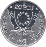 1995 SILVER PROOF 20 ECU FINLAND - SILVER WORLD COINS - Cambridgeshire Coins