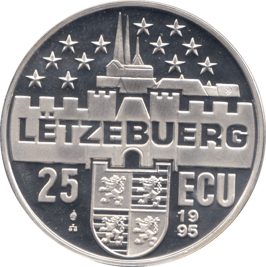 1995 SILVER PROOF 25 ECU LUXEMBOURG - SILVER WORLD COINS - Cambridgeshire Coins