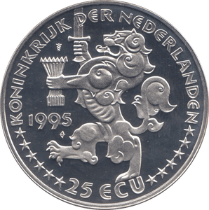 1995 SILVER PROOF 25 ECU NETHERLANDS - SILVER WORLD COINS - Cambridgeshire Coins