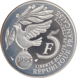 1995 SILVER PROOF 5 FRANC FRANCE - SILVER WORLD COINS - Cambridgeshire Coins