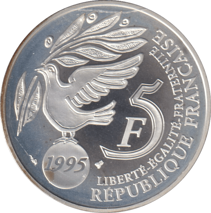 1995 SILVER PROOF 5 FRANC FRANCE - SILVER WORLD COINS - Cambridgeshire Coins