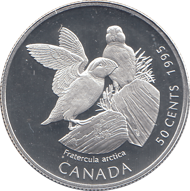 1995 SILVER PROOF 50 CENTS CANADA - SILVER WORLD COINS - Cambridgeshire Coins