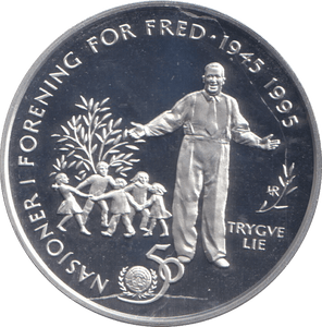 1995 SILVER PROOF 50 KRONER NORWAY - SILVER WORLD COINS - Cambridgeshire Coins