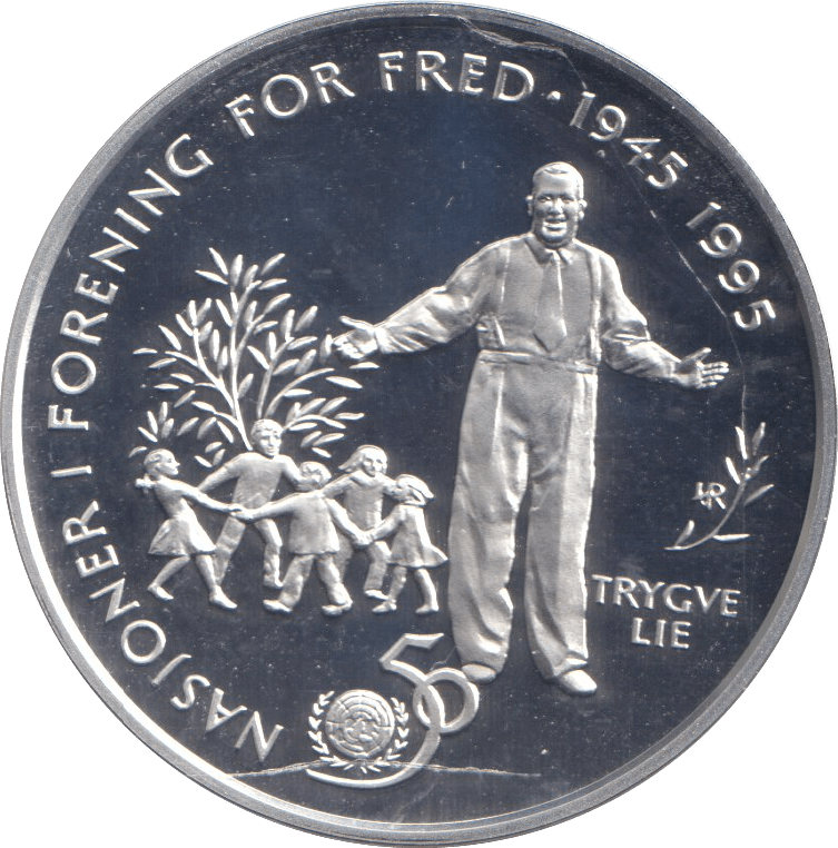 1995 SILVER PROOF 50 KRONER NORWAY - SILVER WORLD COINS - Cambridgeshire Coins