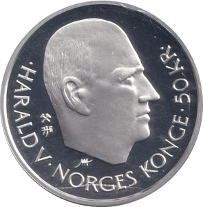 1995 SILVER PROOF 50 KRONER NORWAY - SILVER WORLD COINS - Cambridgeshire Coins