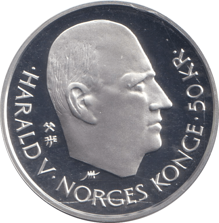 1995 SILVER PROOF 50 KRONER NORWAY - SILVER WORLD COINS - Cambridgeshire Coins