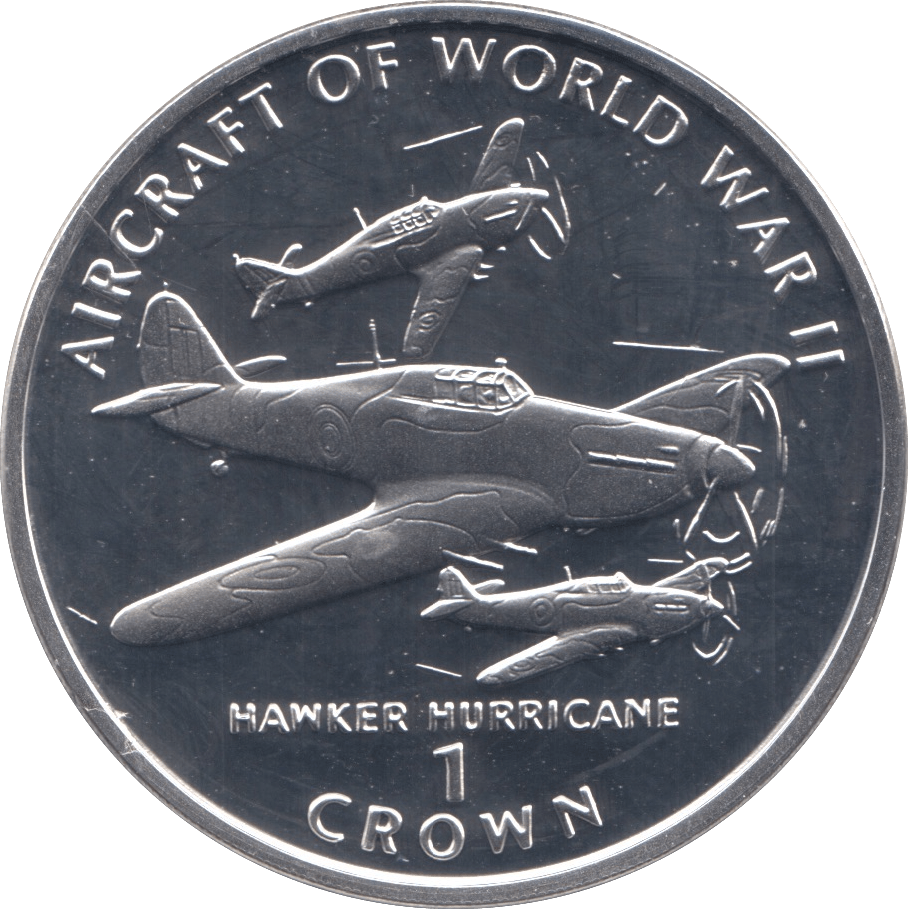 1995 SILVER PROOF AIRCRAFT OF WWII COMMEMORATIVE CROWN ISLE OF MAN - SILVER WORLD COINS - Cambridgeshire Coins