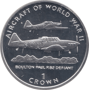 1995 SILVER PROOF AIRCRAFT OF WWII COMMEMORATIVE CROWN ISLE OF MAN - SILVER WORLD COINS - Cambridgeshire Coins